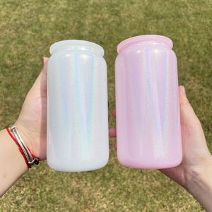 Paquete de 25 Latas de Vidrio Brillante de 16 oz con Tapa de Plástico para Sublimación con Logotipo Personalizado, para Impresión DIY, Regalos para el Día de la Madre - Product Image 3