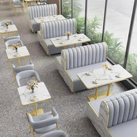 Ensembles de restaurant meubles de salle à manger tables et chaises en PU pour café café boutique restauration rapide bar cantine en cuir siège cabine simple canapé