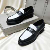 Mocassins légers pour hommes à semelle épaisse en cuir véritable, chaussures décontractées et habillées, en cuir texturé noir, à enfiler