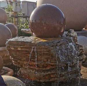 Commercio all'ingrosso di pietra naturale di granito rosso di filatura palla di acqua <span class=keywords><strong>fontana</strong></span> del giardino - Product Image 5