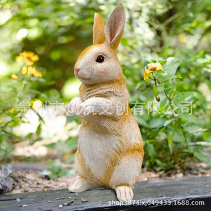 Outdoor Garden Resin Rabbit Decorative Ornament Natural Finish Freestanding <b>Miniature</b> Landscape Craft Animal Shape - Product Image 4