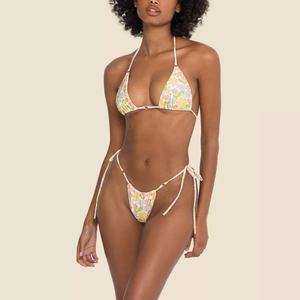 Factory Price Sexy New Design Push up Solid 2 Piece Set Pink <b>Bikini</b> OEM Service Women's Quick Dry - Product Image 2
