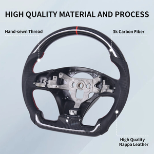 Volant en fibre de carbone pour Chevrolet Corvette <span class=keywords><strong>C6</strong></span> <span class=keywords><strong>Z06</strong></span>/ZR1 2012-2013, forme en D, fond plat, Nappa, sans trous pour palettes de changement de vitesse - Product Image 2
