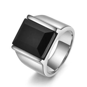 Men's Geometric <b>Turquoise</b> Stainless Steel <b>Ring</b> 10MM Square Bezel Setting Fashion Jewelry Gift - Product Image 5