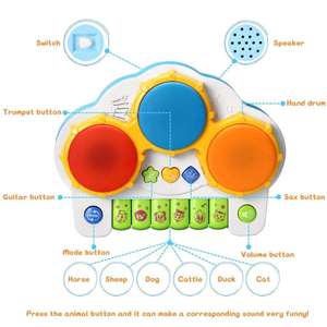 Jouets musicaux pour bébés, tambours et clavier de piano - Instruments de <span class=keywords><strong>musique</strong></span> pour tout-petits pour l'apprentissage et le développement, 6-12 <span class=keywords><strong>mois</strong></span>, plastique ABS - Product Image 3