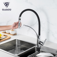 OUBAO Robinets de cuisine à poignée unique Robinets de cuisine mitigeur d'évier avec pulvérisateur en silicone
