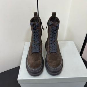 Botas de Plataforma de Alta Calidad para Mujer, Estilo Inglés, con Cierre de Cremallera y Cordones, Diseño de Moda, Botas Cortas de Cuero Genuino - Product Image 2