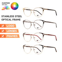 Nuevo Modelo SENSE 955202, Diseño de Lujo, Fabricación OEM y ODM, Logotipo Personalizado, Montura de Gafas Metálicas de Ojo de Gato para Mujer
