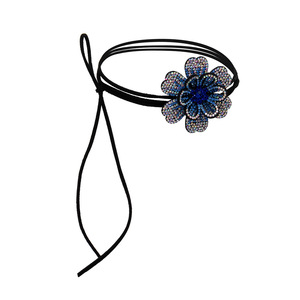 Fanhua joyería flor encaje collar venta al por mayor moda Rhinestone flor DIY collar joyería flor grande terciopelo gargantilla - Product Image 5