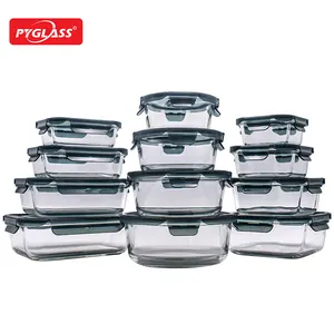 High borosilicate glass food storage container with plastic vent lid;Fashion airtight Bento Boxes with Leak Proof Locking Lids