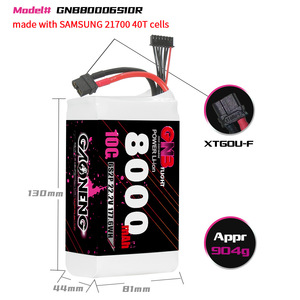 Batterie Li-ion GNB GAONENG 6S 8000mah 22.2V 10C XT60 avec cellules Samsung 21700 40T pour bateaux et voitures RC - Product Image 3