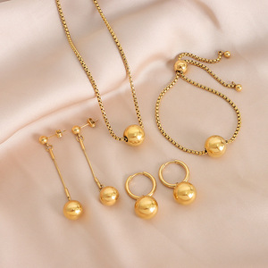 Collier Pendentif Perle Dorée Haut de Gamme Style Tendance Hip <span class=keywords><strong>Hop</strong></span> Plaqué Or 18 carats <span class=keywords><strong>en</strong></span> Acier Inoxydable - Product Image 2