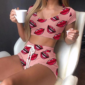 Traje <span class=keywords><strong>de</strong></span> pijama Sexy para el hogar para <span class=keywords><strong>chica</strong></span> <span class=keywords><strong>joven</strong></span>, Tops sin mangas, pantalones cortos <span class=keywords><strong>de</strong></span> cintura alta, traje <span class=keywords><strong>de</strong></span> ropa interior Sexy para mujer - Product Image 3