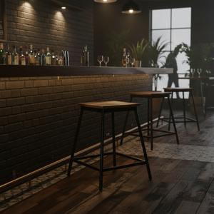 Modern American Style Solid Wood & Metal Bar <b>Stools</b> and Chairs-Durable Swivel Design for Commercial Use - Product Image 3