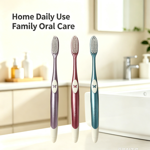 Brosse à dents pour adultes à poils doux et délicats, avec manche élégant couleur chatoyante en forme de papillon, pour le nettoyage quotidien des dents - Product Image 5
