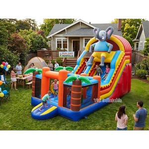 Parcours d'obstacles gonflable <span class=keywords><strong>pas</strong></span> <span class=keywords><strong>cher</strong></span>, animaux tropicaux, pour événements en plein air, sûr, OEM - Product Image 1