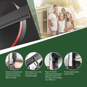 Joint d'étanchéité noir pour coulisseau de camping-car de 40 pieds avec ruban adhésif puissant, en matériau TPE, étanche, remplacement pour camping-cars et caravanes, forme en I - Product Image 5