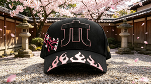 Black <b>Baseball</b> <b>Cap</b> Embroidered Character Design Red Chinese Text Japanese Style Unisex 5 Panel Hat - Product Image 4