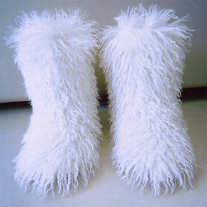 Bottes de neige pour homme, style européen et américain, à talon plat, montantes, en fausse fourrure, chaudes pour l'hiver, à tige profonde, en laine de renard, pour la plage, en plastique - Product Image 4