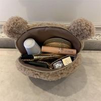 OEM pas cher personnaliser fausse fourrure Teddy écologique maquillage stockage épicerie cosmétique sac Life Style sac à main rouge à lèvres mignon ours pochette