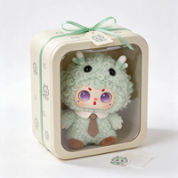 Peluche chat personnalisée en vinyle vert menthe avec capuche, style anime doux, jouet en peluche animaux, peluche personnalisée