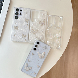 Funda de Teléfono con Mariposas de Estrás y Purpurina para Samsung S25 Ultra, Carcasa Transparente de Moda para Chicas para S24 S23 S22 A16 A35 <span class=keywords><strong>A55</strong></span> - Product Image 2