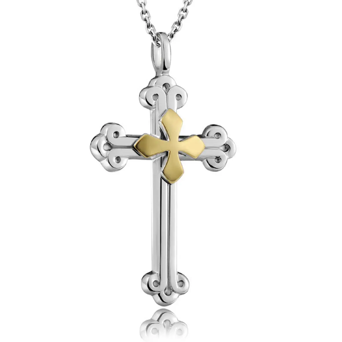 Women'S Compact Exquisite Jewelry Silver Plated Maltese Cross Men'S Stainless Steel Chain Crucifix Bible Prayer Pendant Necklace