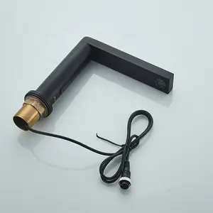 Momali製造黒バスルーム健康公共銅真鍮スマート自動タッチレス蛇口センサー