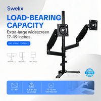 Support double écran Swelix XP01, nouvelle génération, réglable, à ressort à gaz, pour écrans plats/courbes ultra larges de 17 à 49 pouces, capacité de charge 20 kg, pour la maison