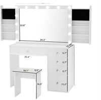 Meilleure vente Coiffeuse moderne pour chambre principale, petite, avec rangement 5 tiroirs, personnalisable, vente en gros, en bois blanc de haute qualité
