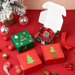 Kotak Kemasan Pengiriman Kertas Bergelombang Cetak Khusus Motif Pohon Natal dan Santa Claus yang Lucu untuk Usaha Kecil - Product Image 1