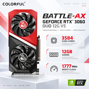 Tarjeta Gráfica Colorful RTX 3060 12GB GDDR6, 3584 <span class=keywords><strong>CUDA</strong></span>, 192-Bit, Doble Ventilador, Suministro de Fábrica OEM para Ensamblaje de PC, Venta al Por Mayor en Stock - Product Image 1