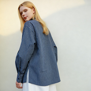 Camisa a Cuadros para Mujer, <span class=keywords><strong>Manga</strong></span> Larga, Cuello en V, Botones, <span class=keywords><strong>Blusa</strong></span> Casual, Primavera Verano 2026 - Product Image 3