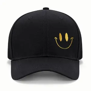 Custom Sport Caps Smiley Face Hat Vijf Panel Hoeden Patch Cap Verstelbare Baseball Caps