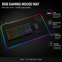 Tapis de souris RGB 1,8 m avec câble USB, 830 g, bords cousus étanches, base en caoutchouc, enroulable, Plug and Play pour PC, ordinateur portable, bureau, maison, vente en gros