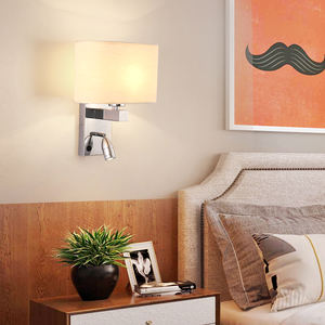 Nuevo estilo europeo tela Hotel chino creativo Interior moderno rectangular sconce lámparas de pared acrílico led - Product Image 2