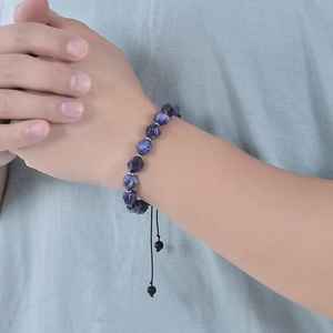 Bracciale in sodalite con mappa sfaccettata naturale da 10MM, braccialetti con perline yoga in corda intrecciata regolabile, bracciale con occhio di tigre intrecciato personalizzato - Product Image 6