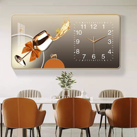 Horloge murale moderne pour la décoration de restaurant, affiches abstraites encadrées, impressions de luxe, peinture sur porcelaine de cristal