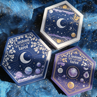 Cartes de tarot hexagonales éducatives personnalisées, boîte rigide avec estampage à chaud doré et guide de divertissement familial