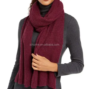 女の子女性リブニット冬スカーフスカーフ無地明るい色かわいい素敵なファッションアクリルウールショールインフィニティネックスカーフ