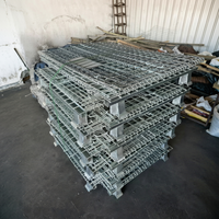 Conteneur en treillis métallique galvanisé pliable industriel personnalisé, maille 50x100mm, empilable, avec roues, cage de stockage de marchandises Hongda