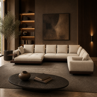 Canapé modulaire en tissu en forme de L de style minimaliste italien avec table d'appoint, canapé d'angle de luxe pour salon, taille personnalisée OEM ODM
