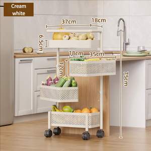 Carrito de Almacenamiento Metálico Multifuncional con Ruedas Giratorias de 360 Grados, Organizador Móvil Ajustable e Impermeable para Oficina en Casa - Product Image 3