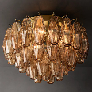 Retro American Smoke Glass Flush Mount Chandelier For Villa Hotel Bedroom Italian Designer Murano Smoke Glass Ceiling Lamp - Product Image 1