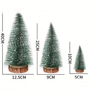 <b>Mini</b> <b>Christmas</b> Artificial Bottle Brush Tabletop <b>Trees</b> Holiday Decoration for Xmas Wood Base Winter Pine <b>Tree</b> Promotion - Product Image 2