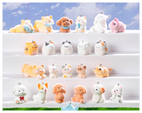 Niedliche Cartoon 3D Harte Massive Miniatur Beflockte Tiere Kleine Harz-Hunde-Katzen-Bären-Figuren Lehrreiches Spielzeug für Kinder