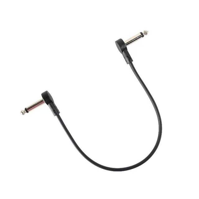 Durable Flexible PVC Black Right Angle 6.35mm Plug Patch Cord Short Guitar Effect Pedal Cable for Guitar Bass Effects Pedalboard