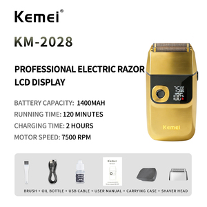 KEMEI KM-2028, Máquina de Afeitar Eléctrica <span class=keywords><strong>para</strong></span> <span class=keywords><strong>Hombre</strong></span>, 1400mAh, 7500 RPM, IPX4, Uso en Seco y Húmedo, Depiladora Masculina, Proveedor - Product Image 2