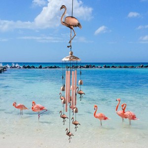 Campanas de Viento de Jardín para Regalo de Navidad, Flamingos de Latón en Tonos Oscuros, Estilo Vintage, de Cobre para Exteriores, Personalizadas - Product Image 3