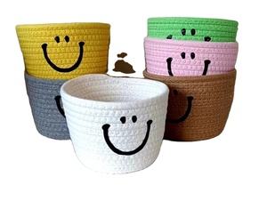 Cotton Rope Woven Laundry Plant Handmade Thread Large Storage Basket With Handles Large Woven Storage Baskets With Handles